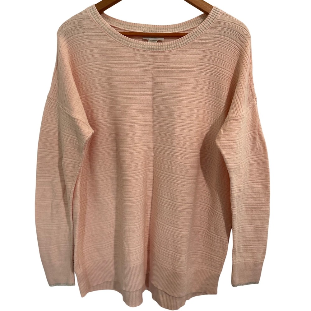 Loft Outlet Light Pink Pullover Sweater Silver Stripe at Neck Women's Size‎ XL